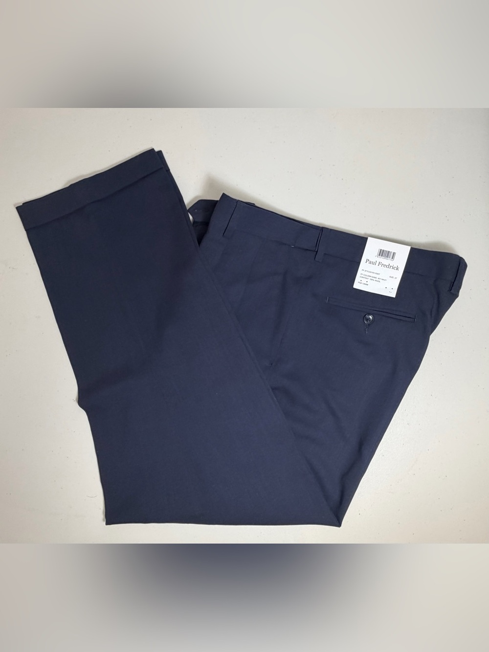 NWT Paul Fredrick Navy Wool Dress Pants Brand new